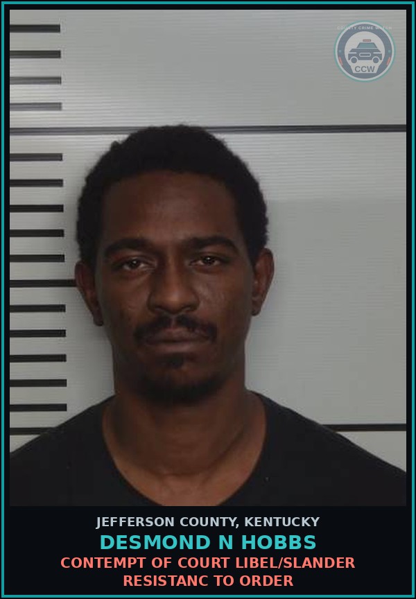Booking mugshot of Desmond N Hobbs in Jefferson County