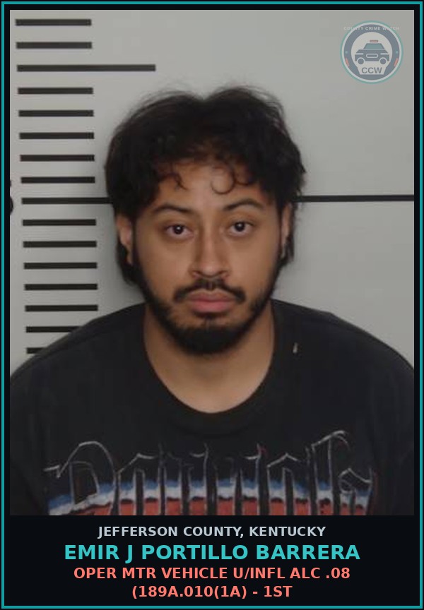 Booking mugshot of Emir J Portillo Barrera in Jefferson County