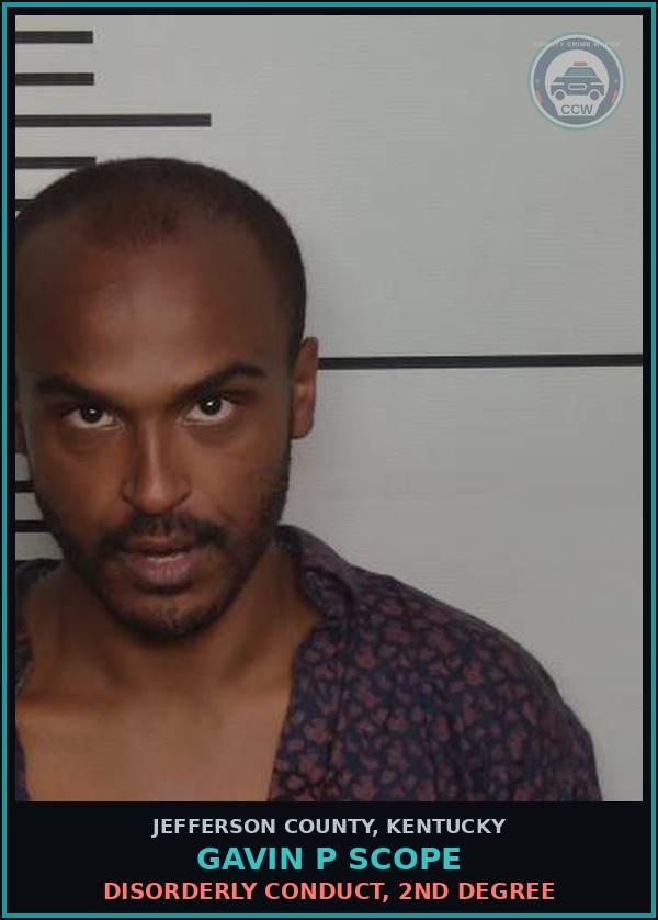 Booking mugshot of Gavin P Scope in Jefferson County