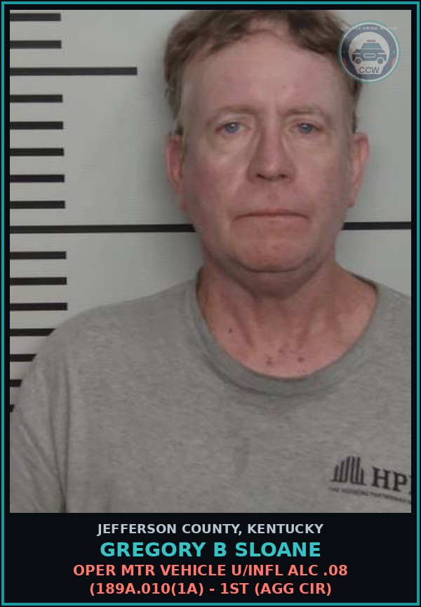 Booking mugshot of Gregory B Sloane in Jefferson County