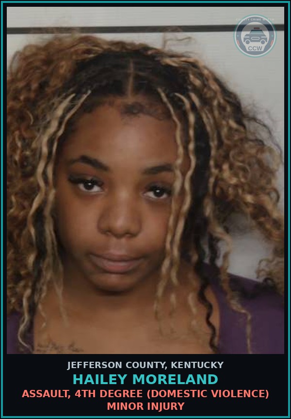 Booking mugshot of Hailey Moreland in Jefferson County