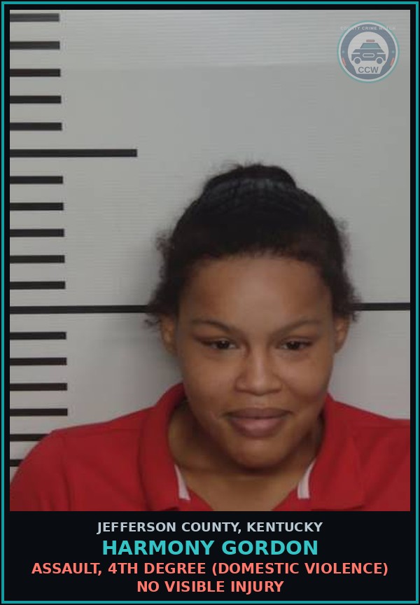 Booking mugshot of Harmony Gordon in Jefferson County