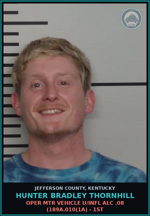 Booking mugshot of Hunter Bradley Thornhill in Jefferson County