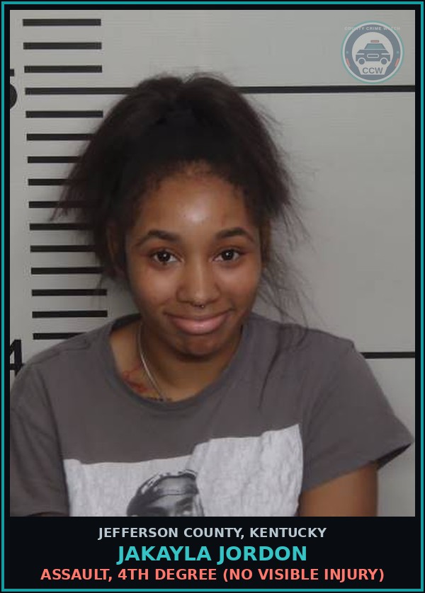 Booking mugshot of Jakayla Jordon in Jefferson County