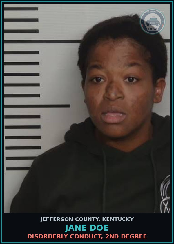 Booking mugshot of Jane Doe in Jefferson County