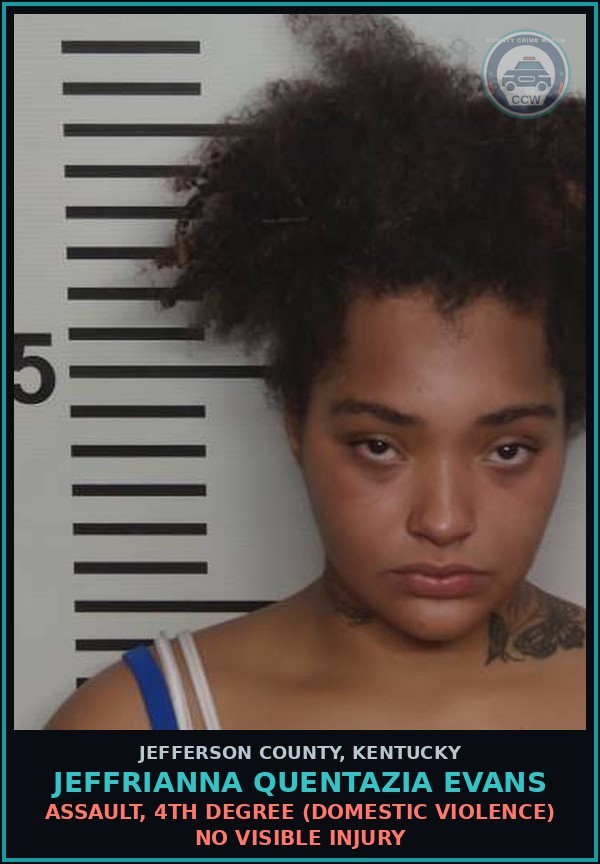 Booking mugshot of Jeffrianna Quentazia Evans in Jefferson County