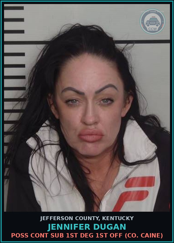Booking mugshot of Jennifer Dugan in Jefferson County
