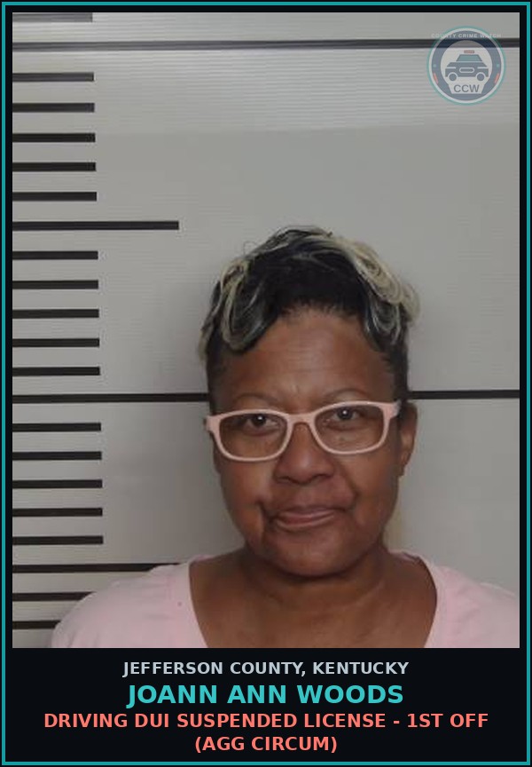 Booking mugshot of Joann Ann Woods in Jefferson County