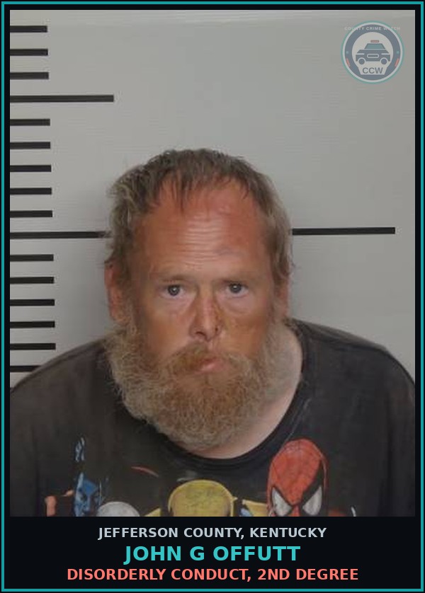 Booking mugshot of John G Offutt in Jefferson County