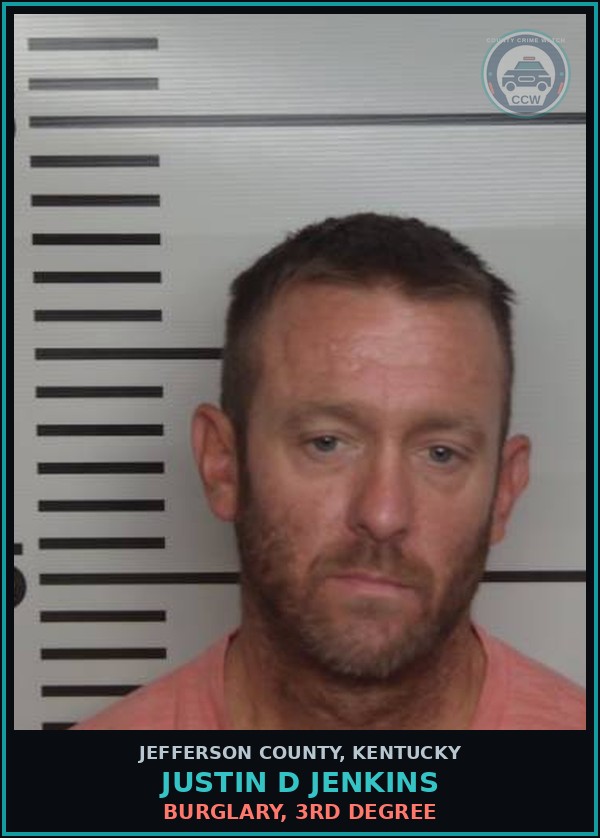 Booking mugshot of Justin D Jenkins in Jefferson County