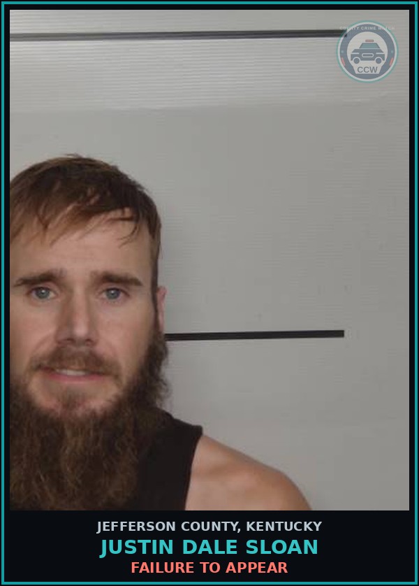 Booking mugshot of Justin Dale Sloan in Jefferson County