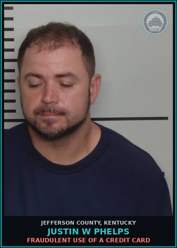 Booking mugshot of Justin W Phelps in Jefferson County