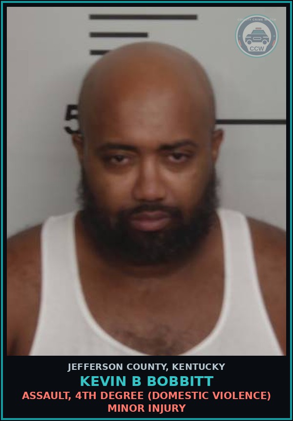 Booking mugshot of Kevin B Bobbitt in Jefferson County