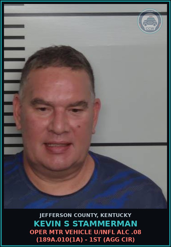 Booking mugshot of Kevin S Stammerman in Jefferson County