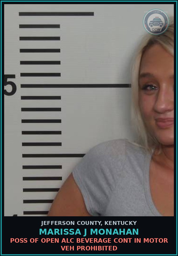 Booking mugshot of Marissa J Monahan in Jefferson County