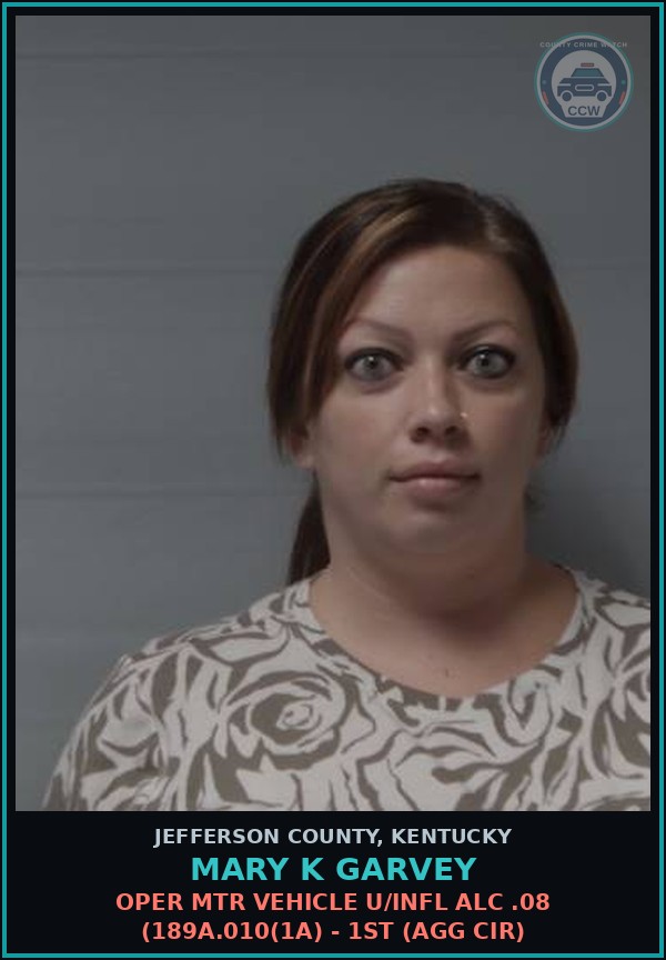 Booking mugshot of Mary K Garvey in Jefferson County