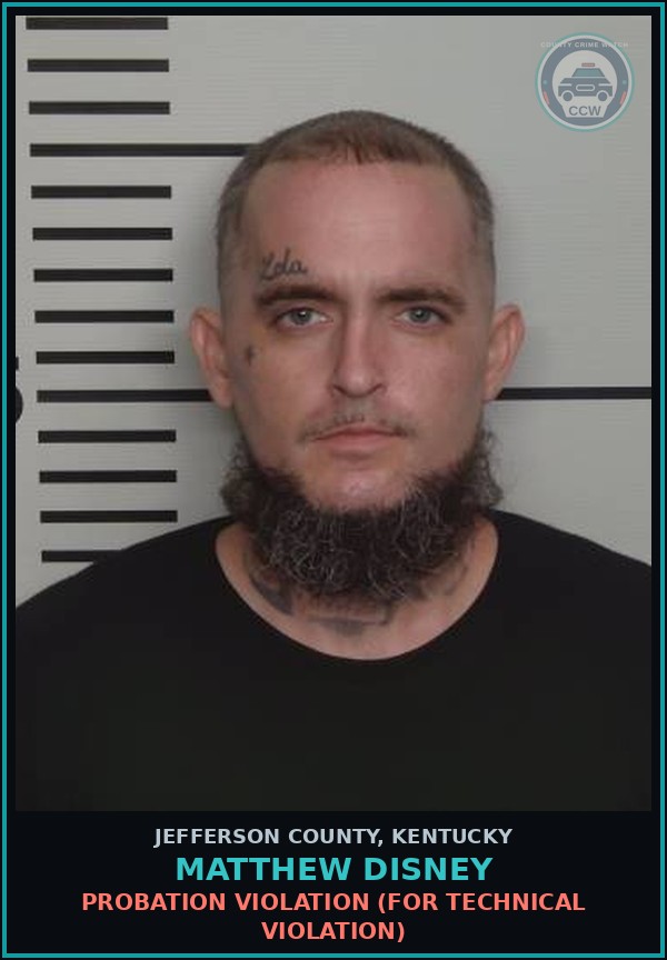 Booking mugshot of Matthew Disney in Jefferson County