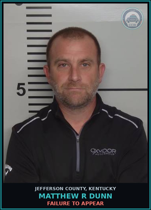 Booking mugshot of Matthew R Dunn in Jefferson County