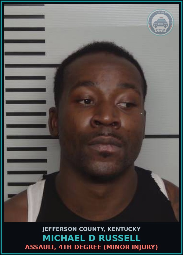 Booking mugshot of Michael D Russell in Jefferson County