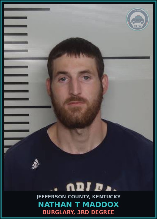 Booking mugshot of Nathan T Maddox in Jefferson County