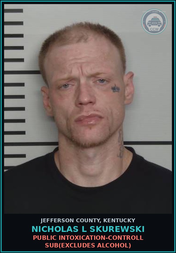 Booking mugshot of Nicholas L Skurewski in Jefferson County