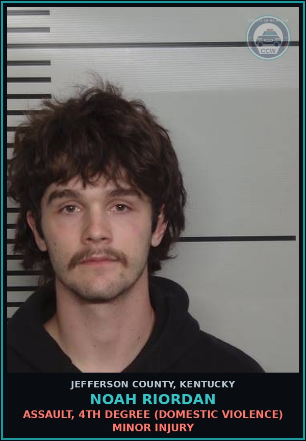 Booking mugshot of Noah Riordan in Jefferson County