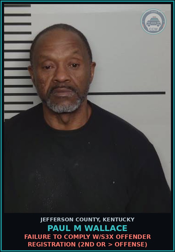 Booking mugshot of Paul M Wallace in Jefferson County