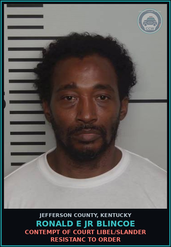 Booking mugshot of Ronald E Jr Blincoe in Jefferson County