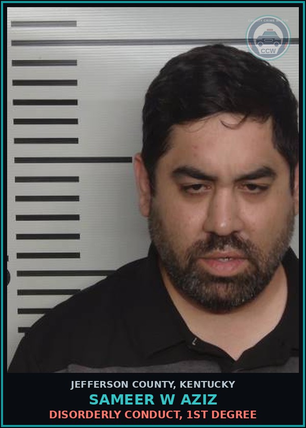 Booking mugshot of Sameer W Aziz in Jefferson County