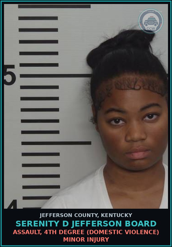 Booking mugshot of Serenity D Jefferson Board in Jefferson County