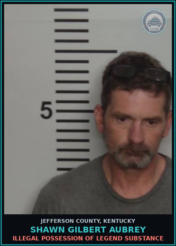 Booking mugshot of Shawn Gilbert Aubrey in Jefferson County