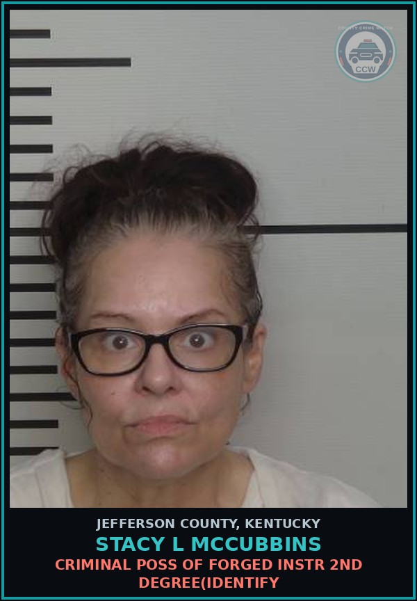 Booking mugshot of Stacy L Mccubbins in Jefferson County