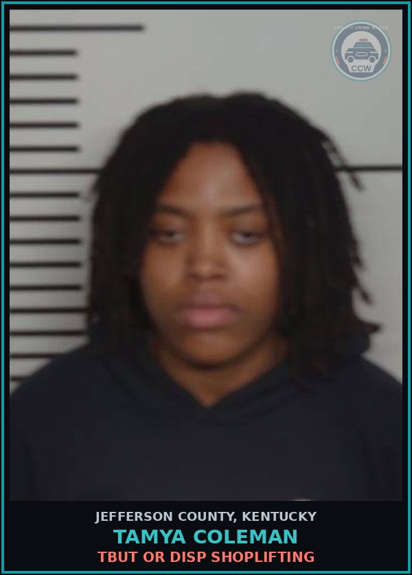 Booking mugshot of Tamya Coleman in Jefferson County