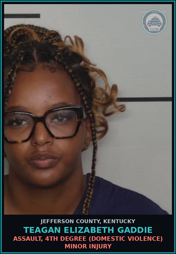 Booking mugshot of Teagan Elizabeth Gaddie in Jefferson County