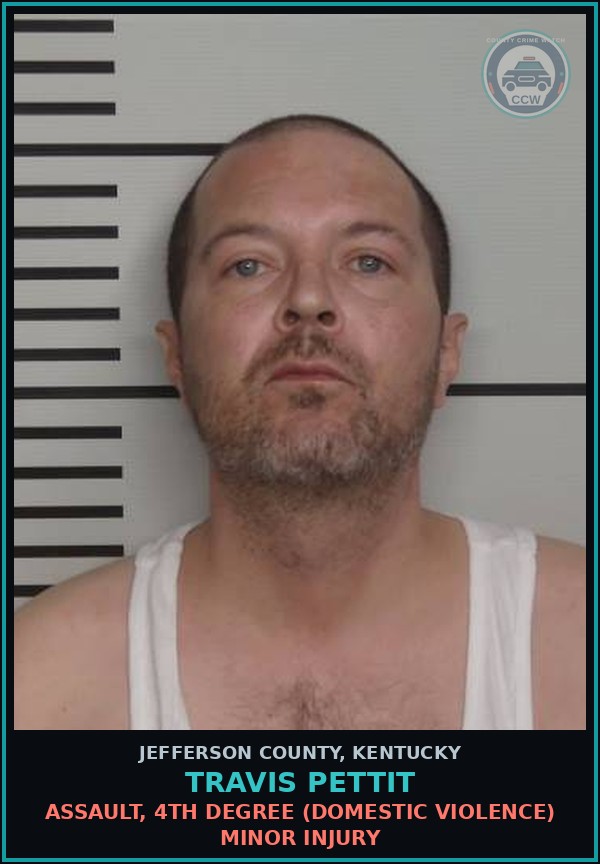 Booking mugshot of Travis Pettit in Jefferson County