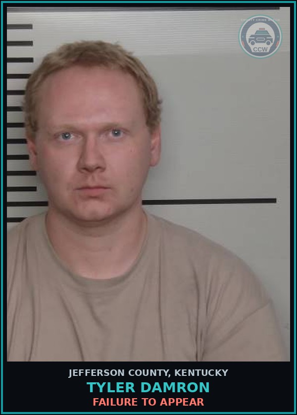 Booking mugshot of Tyler Damron in Jefferson County