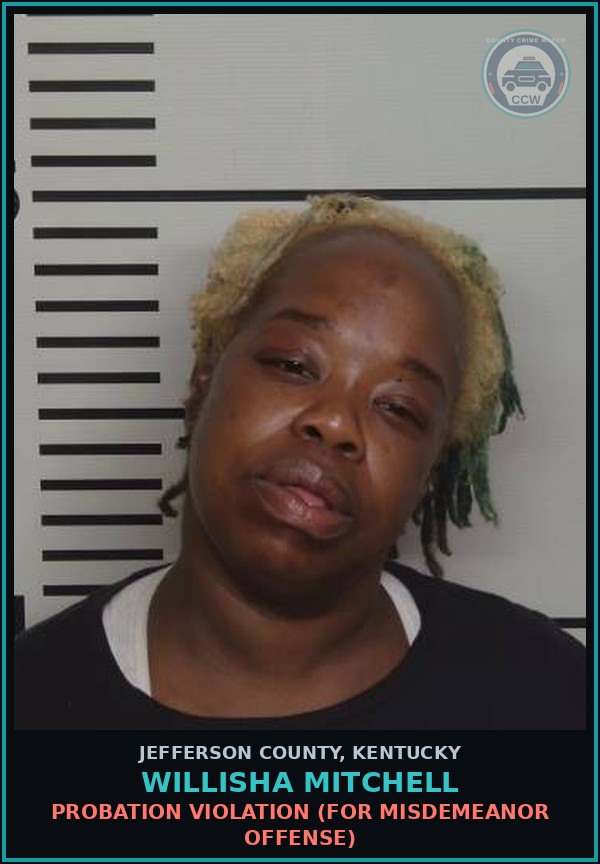 Booking mugshot of Willisha Mitchell in Jefferson County