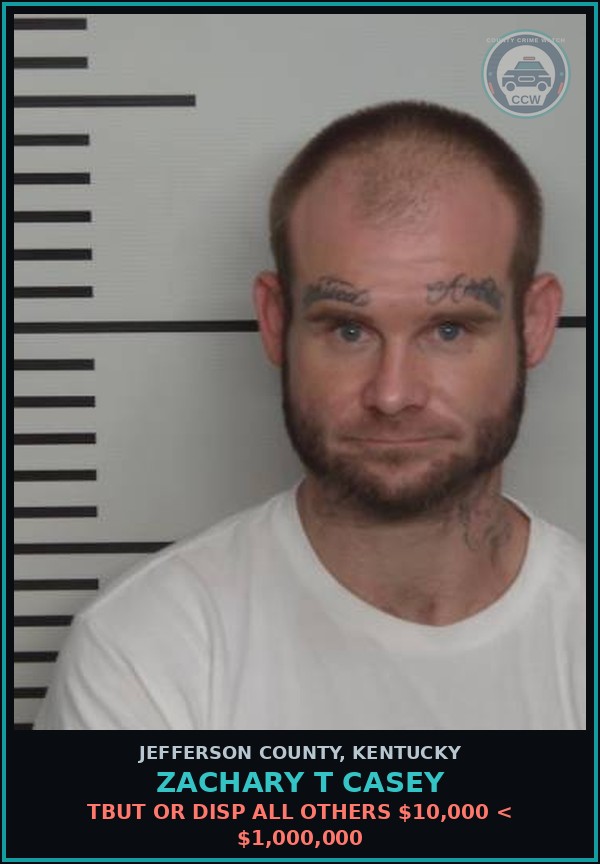 Booking mugshot of Zachary T Casey in Jefferson County