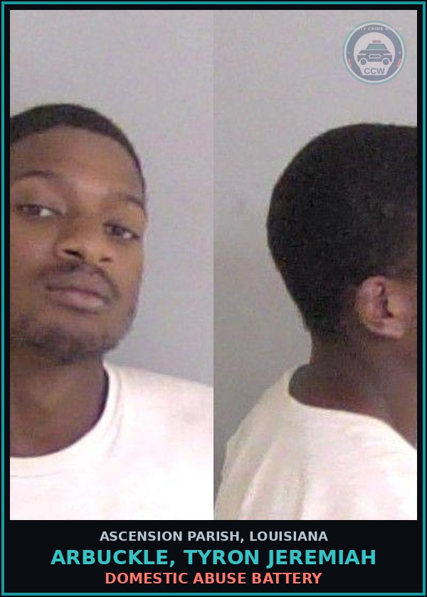 Booking mugshot of Arbuckle, Tyron Jeremiah in Ascension Parish