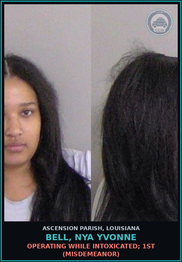 Booking mugshot of Bell, Nya Yvonne in Ascension Parish