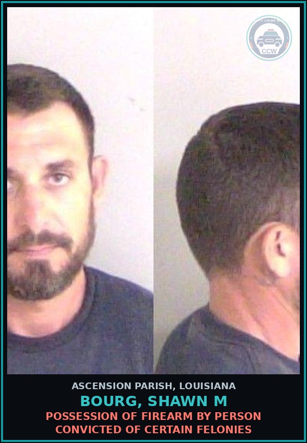 Booking mugshot of Bourg, Shawn M in Ascension Parish