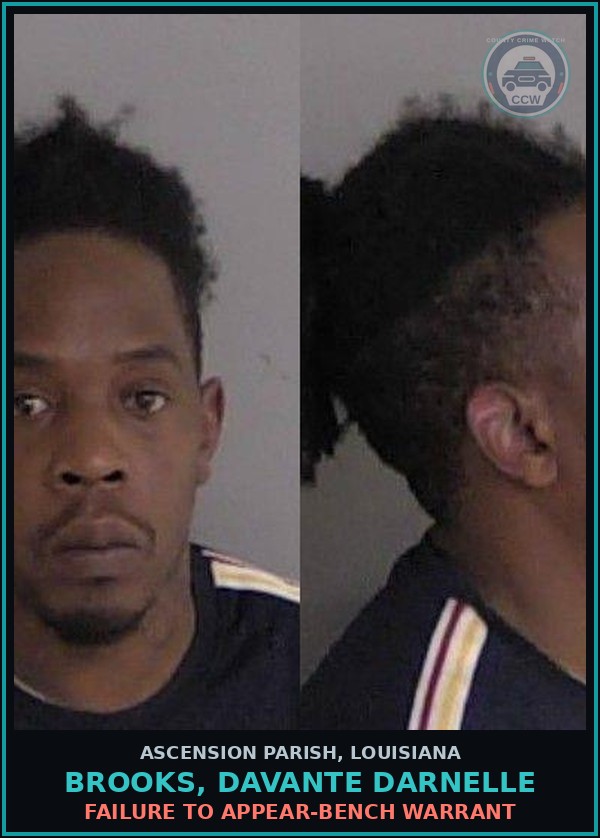 Booking mugshot of Brooks, Davante Darnelle in Ascension Parish
