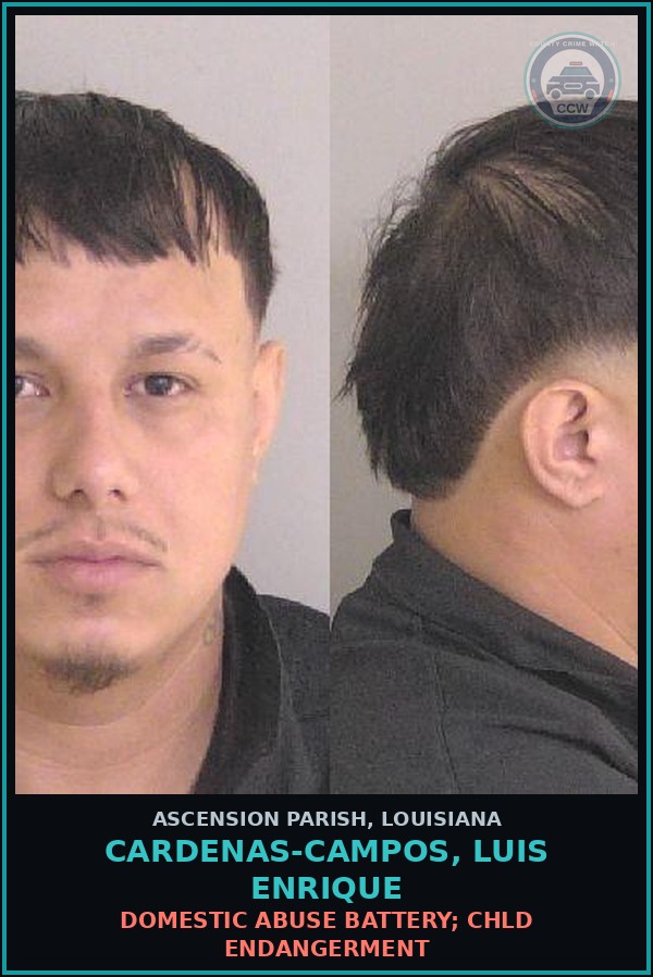 Booking mugshot of Cardenas-Campos, Luis Enrique in Ascension Parish