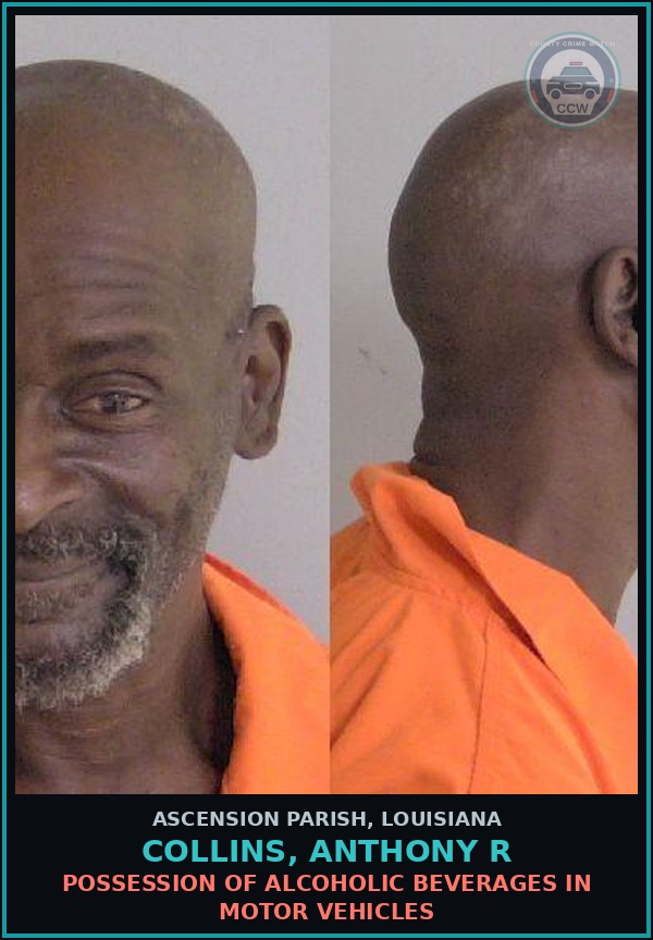 Booking mugshot of Collins, Anthony R in Ascension Parish