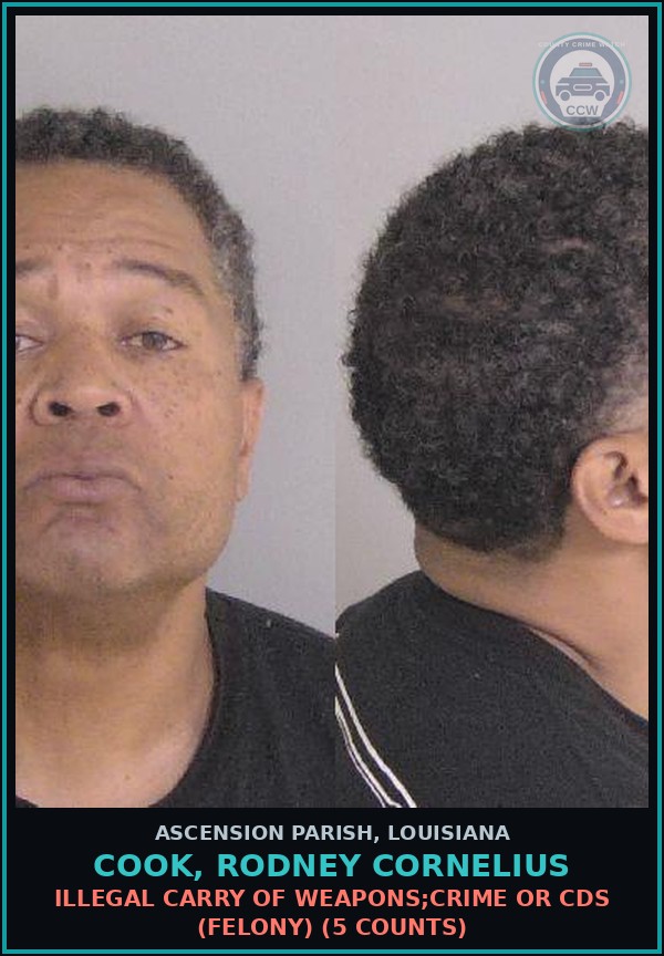 Booking mugshot of Cook, Rodney Cornelius in Ascension Parish