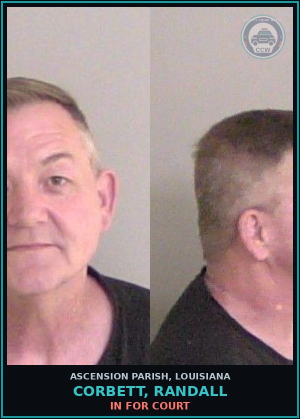 Booking mugshot of Corbett, Randall in Ascension Parish