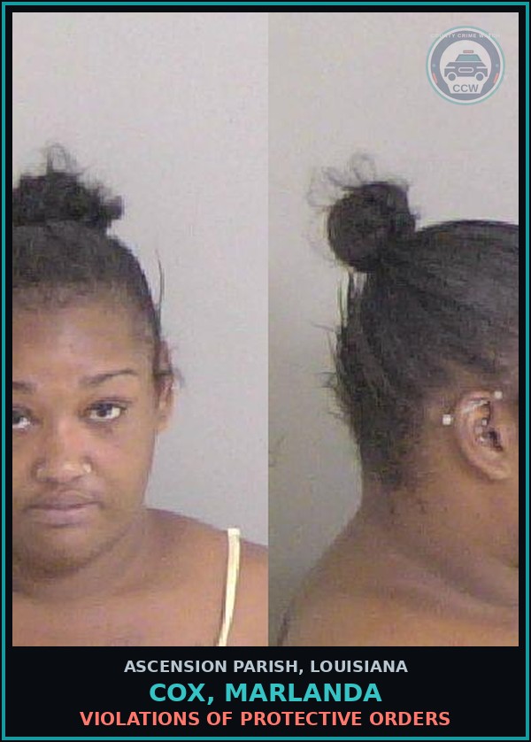 Booking mugshot of Cox, Marlanda in Ascension Parish