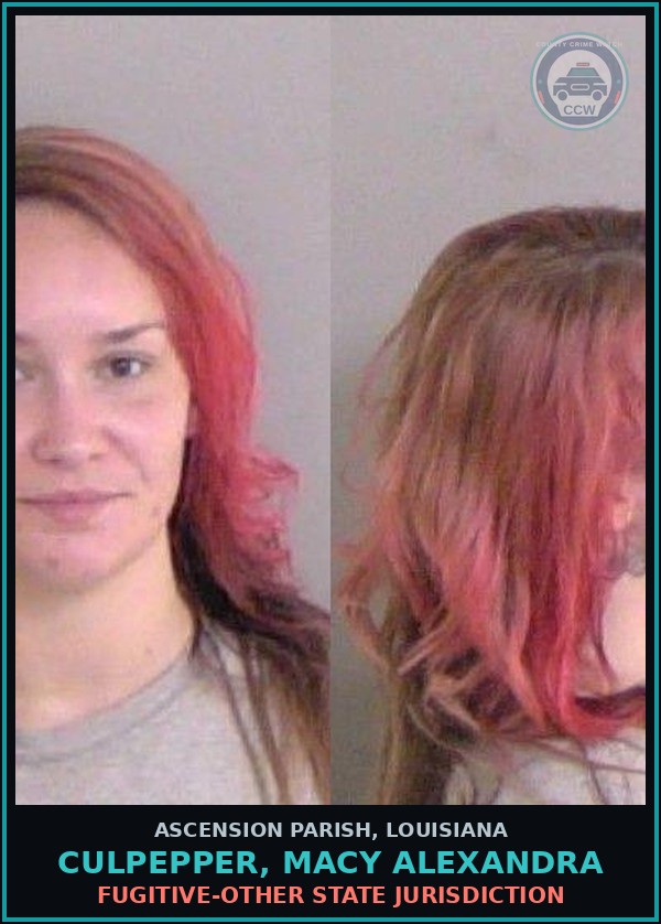 Booking mugshot of Culpepper, Macy Alexandra in Ascension Parish