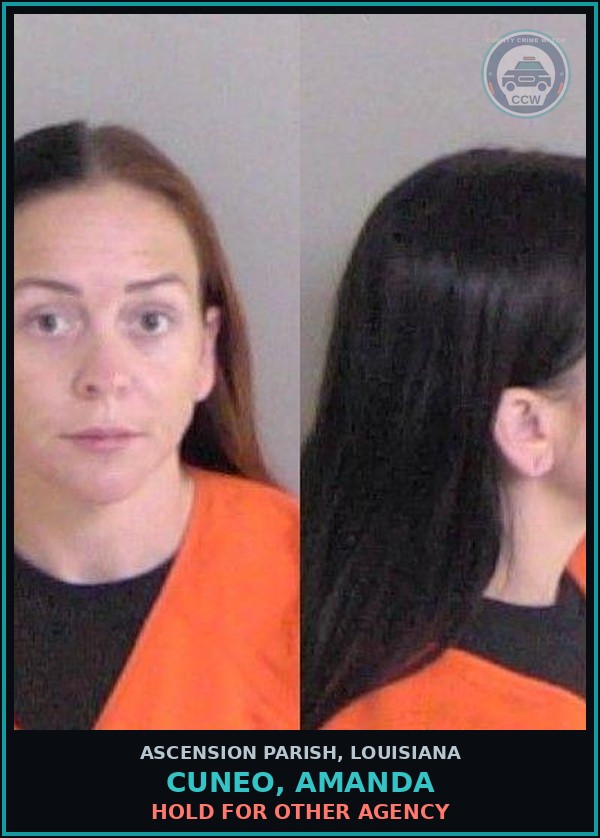 Booking mugshot of Cuneo, Amanda in Ascension Parish