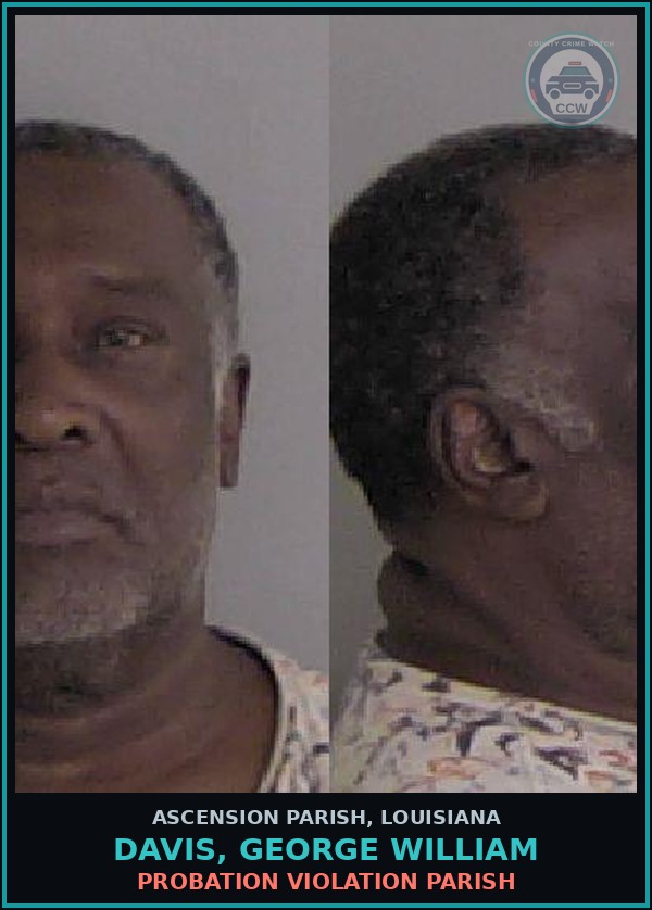 Booking mugshot of Davis, George William in Ascension Parish
